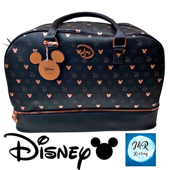 Disney Handbags - Disney Mickey Mouse Black/Rose Gold Weekender Travel bag